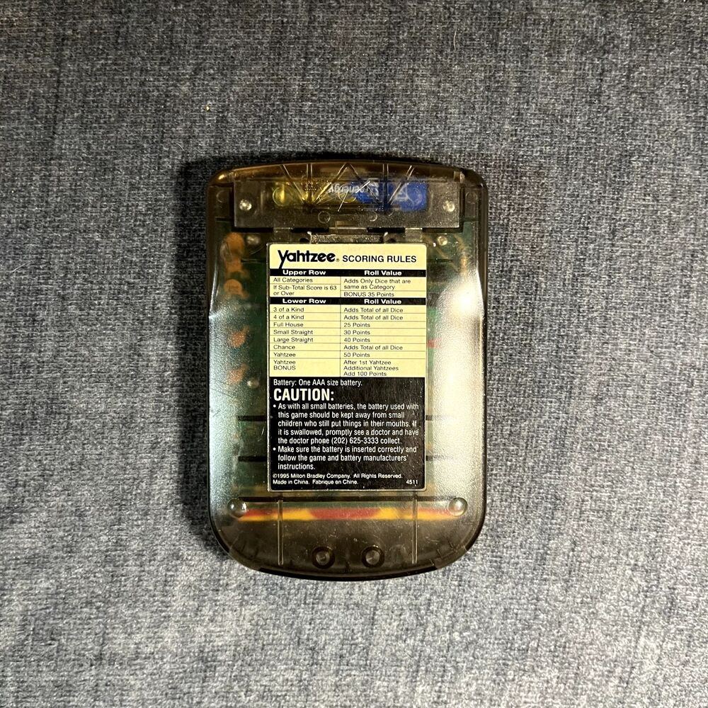 1995 Electronic Hand Held Vintage Yahtzee Game Milton Bradley Tested Work - Picture 3 of 5